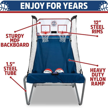 Pop-A-Shot - Arcade Basketball Fun at Home Dual Shot |Infrared Sensor Scoring 16 Game Modes, Foldable Storage