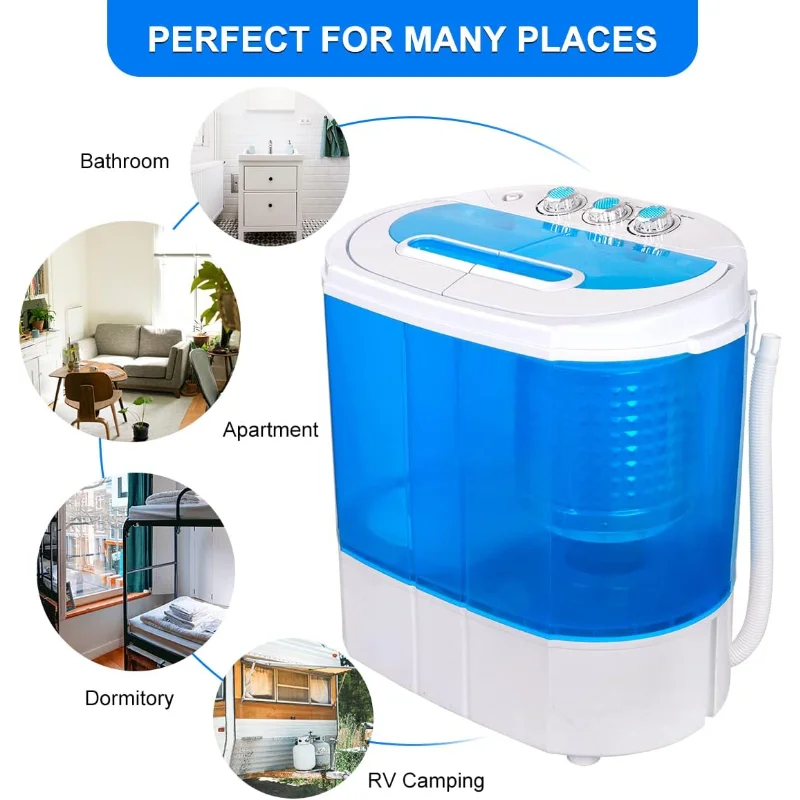 ZenStyle Portable Washer Compact Twin Tub 9.9 LB Mini Top Load Washer/Spinner w/ 6.57 FT Inlet Hose.