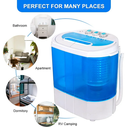 ZenStyle Portable Washer Compact Twin Tub 9.9 LB Mini Top Load Washer/Spinner w/ 6.57 FT Inlet Hose.