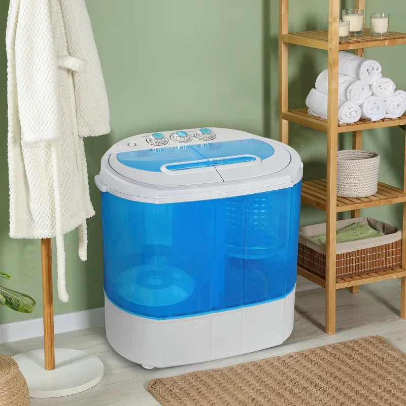 ZenStyle Portable Washer Compact Twin Tub 9.9 LB Mini Top Load Washer/Spinner w/ 6.57 FT Inlet Hose.