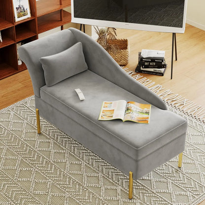 Modern Upholstered Chaise Lounge with Storage, Soft and Comfortable