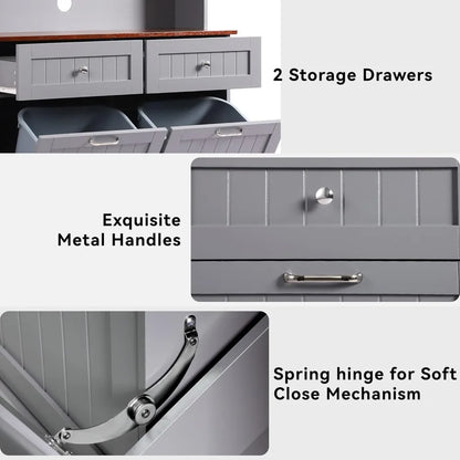 Kitchen Pantry Tall Storage Microwave Cabinet with Tilt Out Trash Storage