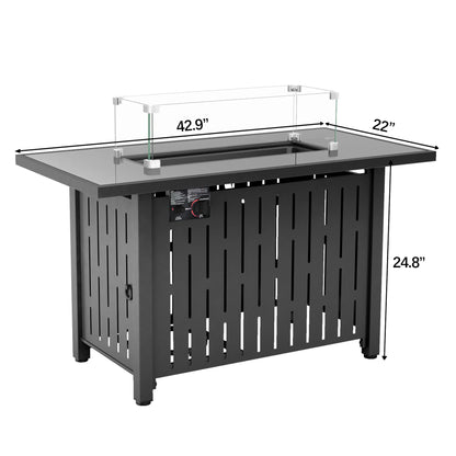 42 Inch 2 n 1Gas Fire Pit Table, 50,000 BTU Propane Pits with Steel Lid and Waterproof Cover