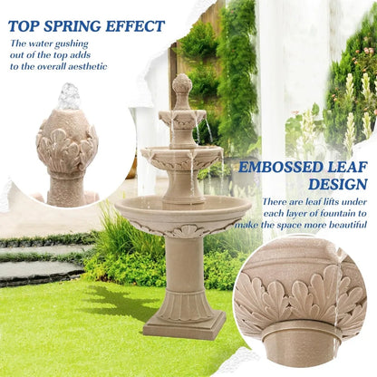 48.4''H Outdoor Fountains and Waterfalls Outside, Large Garden Decor Cascading Standing Resin