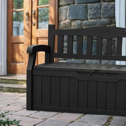 80 Gallon Storage Bench Deck Box Lockable for Patio Furniture