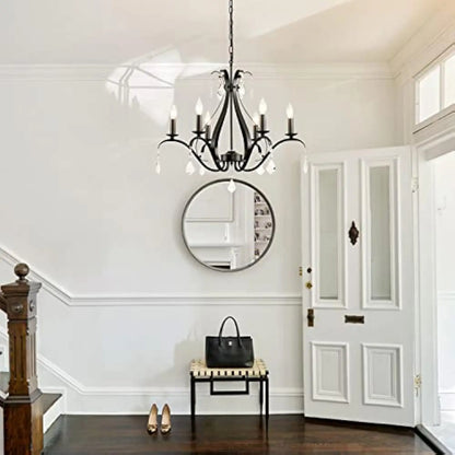 24 Black Chandelier Light Fixture: 6-Light Black Crystal Chandeliers