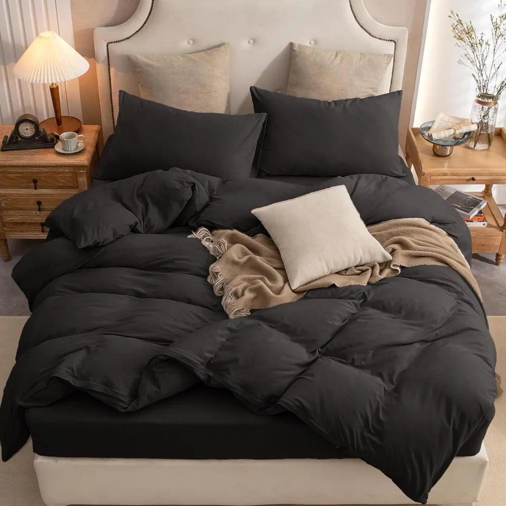 Super Comfy Duvet Cover Set 100% Cotton 3pc Bedding Sets with Zipper Closure