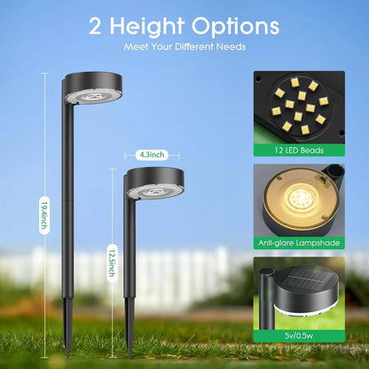 8 Pack Solar Pathway Lights Outdoor, Bright 12 LED Solar Lights Outdoor for Yard