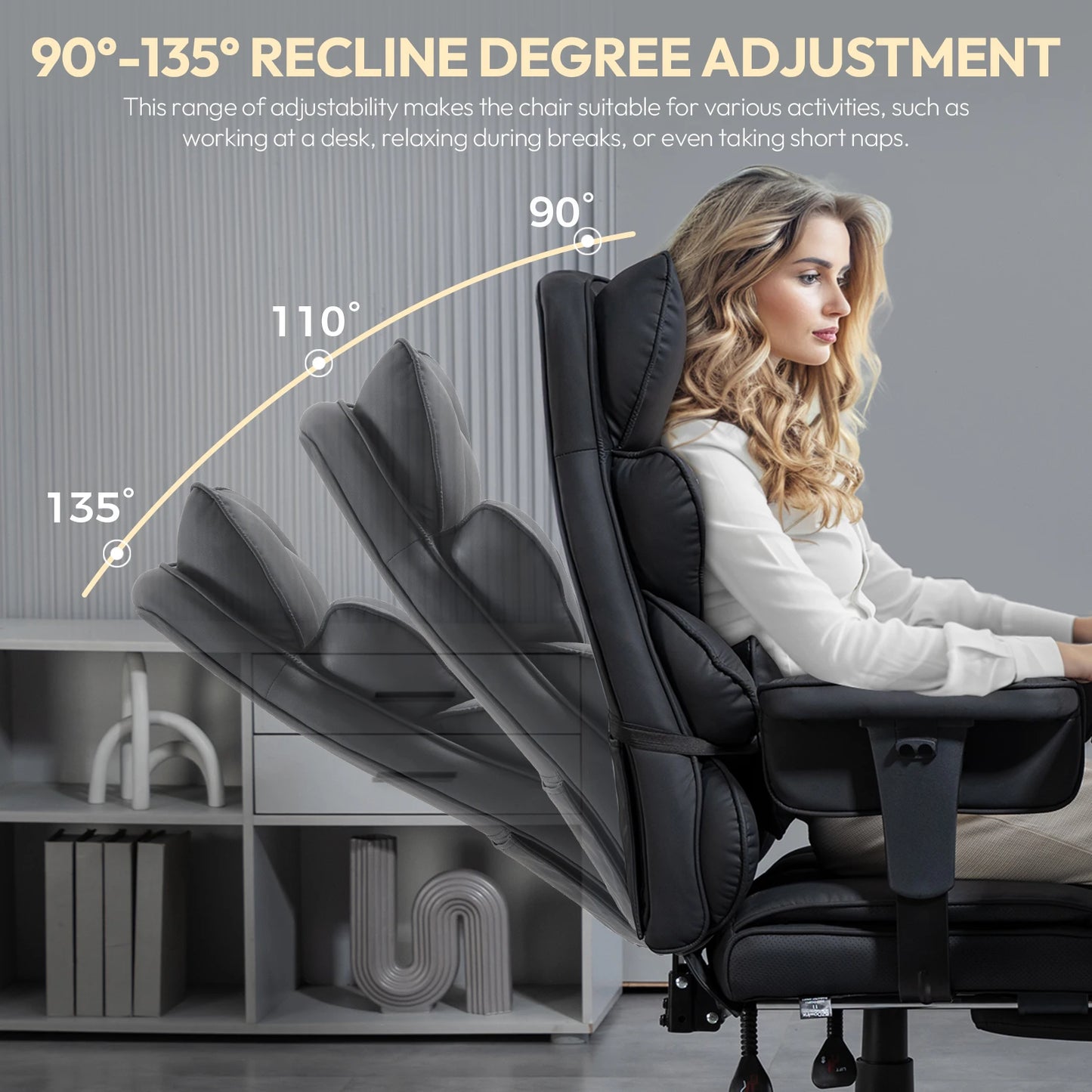 Big and Tall Office Chair with Pocket Spring Cushion and High Back Lumbar Support with Armrests