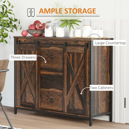 Farmhouse sideboard Buffet Cabinet W/ Drawers, Rustic Brown