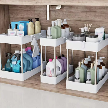 3pcs Under Bathroom Sink Organizers or Countertop Storage Rack, Large, Medium, Small Sizes