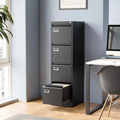 4 Drawer File Cabinet, Metal Vertical File Storage Cabinet with Lock
