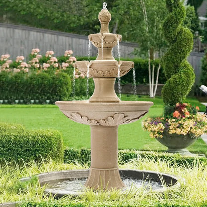 48.4''H Outdoor Fountains and Waterfalls Outside, Large Garden Decor Cascading Standing Resin