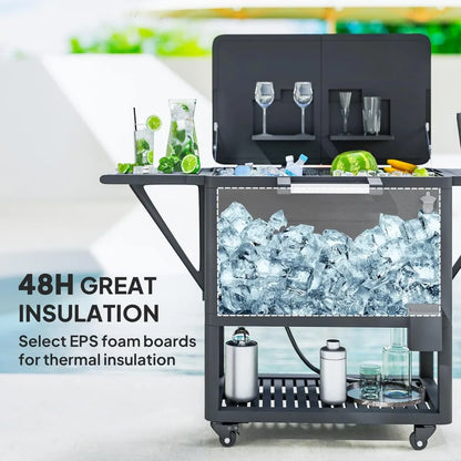 104 Quart Large Capacity Patio Cooler, Rolling Ice Chest with wheels Bottle Opener and Shelves