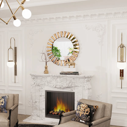 Decorative Round Sunburst Wall Mirror Beveled Edge Glass Hanging Accent Mirrors