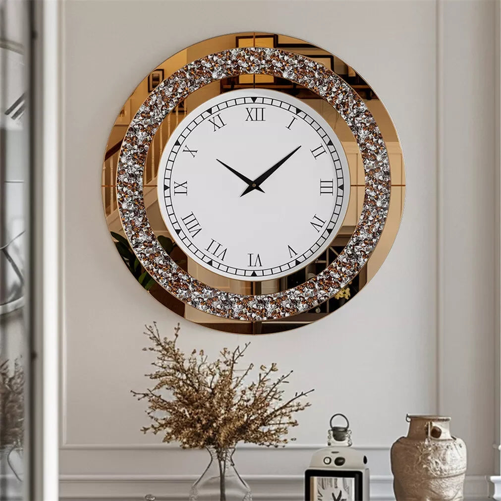 32inch Modern 3D Large Tawny, Tinted Wall Clock with Roman Numerals