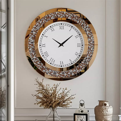 32inch Modern 3D Large Tawny, Tinted Wall Clock with Roman Numerals